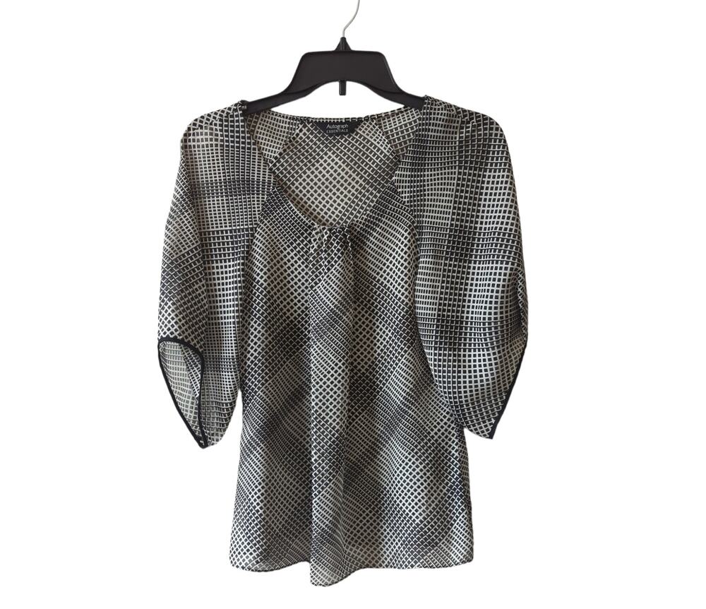 Autograph by Marks and Spencer Black and White Sheer Blouse Size UK 8